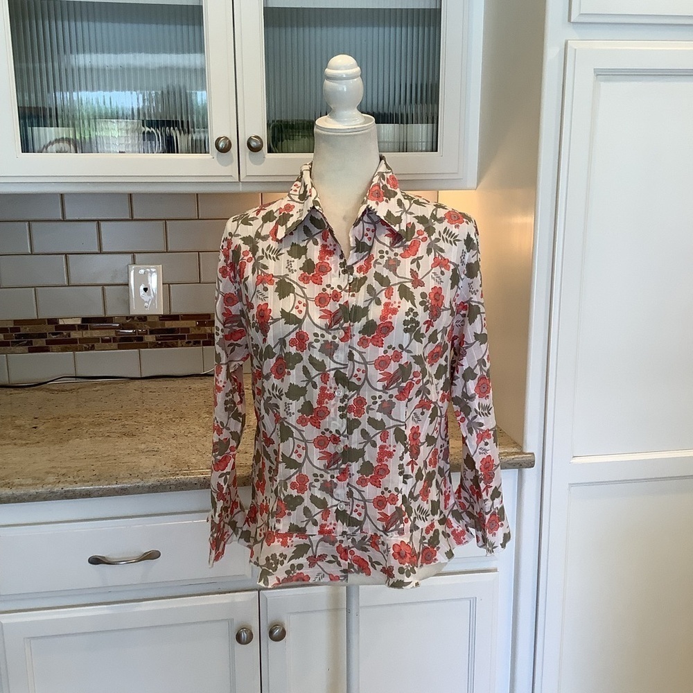 Floral Button Down Cotton Shirt Size Large Millenium Brand